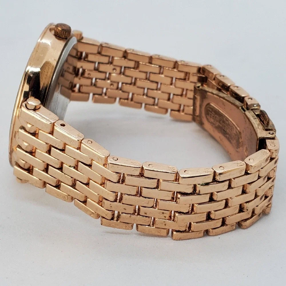 38MM Women's Watch Crystal Bezel Gold‎ Dial Bracelet 6